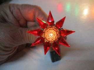 1930s C - 6 Single Row Matchless Star Glass Christmas Light W Rare Amethyst Gem
