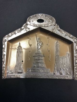 Antique Metal Souvenir “city Of Wonders,  York City” Occupied Japan