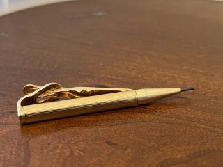 Vintage Swank Tie Clasp Mechanical Pencil Long Bar Clip Gold Tone 2