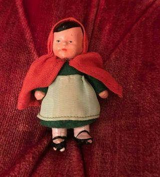 Vintage Tiny Little Red Riding Hood Doll