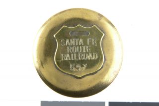 Rare Antique Bridle Rosette - Santa Fe Route Railroad,  597 - Solid Brass,  Large