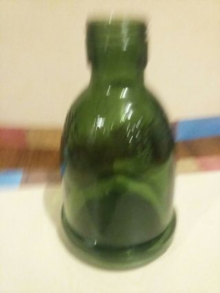 Wine World 1976 - Green Bottle Jar Vase - 5 " Tall - Grapes Imprint Design - No Stopper