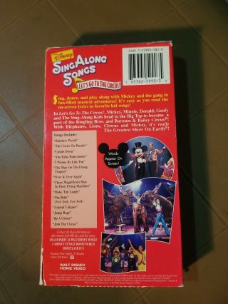 Rare Vhs Sing Along Songs Mickeys Fun Songs: Lets Go To The Circus Lyric Dispaly