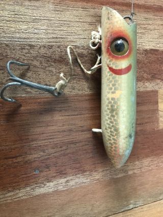 Antique Martin Salmon Plug / Lure (yellow,  Red Gill Scales) 4” Glass Eyes