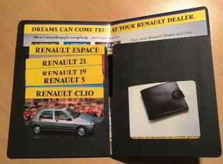 Renault Range Sales Wallet 1992 Rare Featuring Espace,  Clio,  5,  19.  & 21 Cards