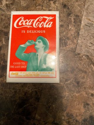 Antique Vintage 1907 Coca - Cola Celluloid Back Advertising Pocket Mirror