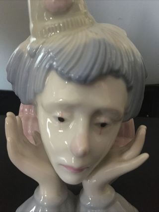 Vintage Lladro Porcelain Clown 7.  5” Pristine Rare Head Bust 2