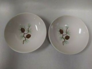 Set Of 2 Antique French Saxon China Pine Cone 6 " Bowls