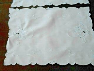 2 Madeira Hand Embroidered Doilies,  White With Blue Hand Embroidery,  Circa1930