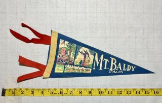 Vintage 1950s Soft Felt Pennant Flag Souvenir Mount Baldy California Very Rare