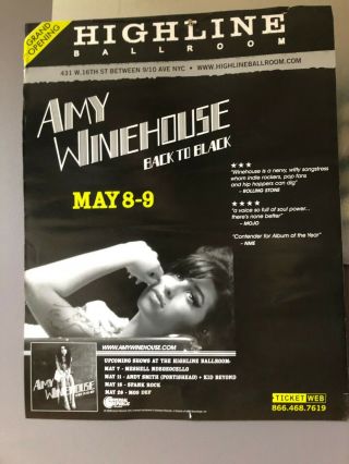 Amy Winehouse 2007 Nyc Tour Poster Rare