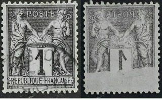 Rare 1902 - France 1c Black Peace & Mercury Stamp Offset