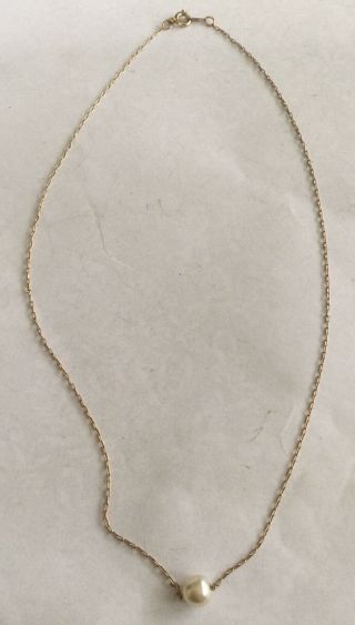 Rare Vintage Estate Art Deco Gold Filled Pearl Chain Necklace 16 " Ba24
