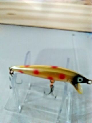 Old Lure 2 3/4 Inch Long Rapapla Countdown Lure Gold With Red Dots Foe Walleye.