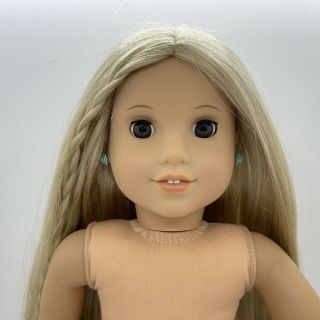 American Girl Julie Albright 18 " Rare Blonde Brown Eyes Doll Nude Rose Earrings