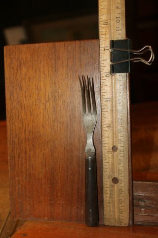 Antique Civil War Era Cutlery Table Fork Wood Handle 3 Tine Small