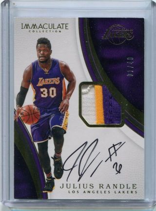 2016 - 17 Immaculate Julius Randle Game 3 Color Patch Auto Ssp 