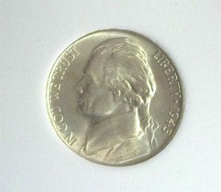 1945 - P Jefferson Silver 5 Cents Gem,  Uncirculated Full Steps Rare This