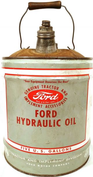Rare Vintage Ford Hydraulic Oil 5 Gallon Can,  St.  Louis Mo