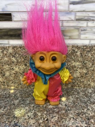 Vintage Russ Troll Doll - 5 " - Clown - Pink Hair