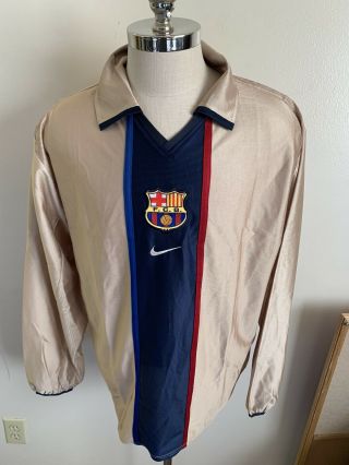 Vtg Nike Fc Barcelona 2001 Long Sleeve Soccer Jersey Away Kit Xl Rare