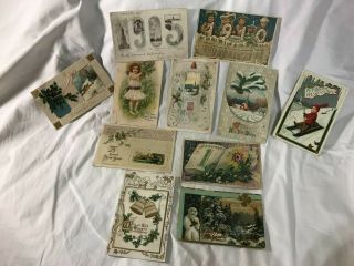 11 Antique Years Post Cards Early 1900s