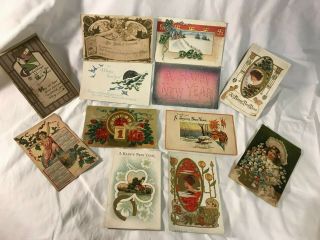 12 Antique Years Post Cards Early 1900s