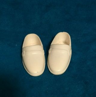 Ken Doll Sized White Loafers Unbranded Plastic White Shoes 1 3/4 Inch Male Shoes