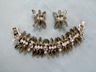 Rare Juliana Vintage Black Diamond Rhinestone Bracelet Earrings Set In Book