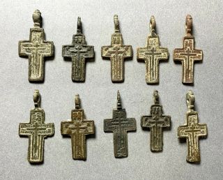 Set Of Ancient Crosses,  16 - 18 Century,  Authentic,  Found In The Ground