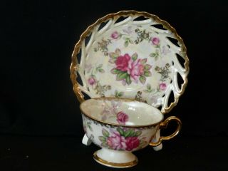 Vintage Lm Royal Halsey Very Fine Tea Cup And Saucer In
