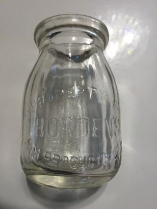 Antique Vintage Borden’s Farm Milk Glass Bottle 1/2 Half Pint