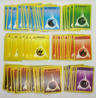 71x Base Set Pokemon Card Energy Bundle Fire Fighting Water Psychic Lightning