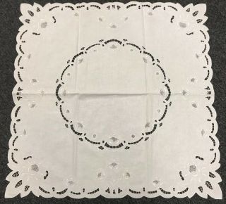 White 100 Cotton Embroidery Coffee End Table Cover Tablecloth