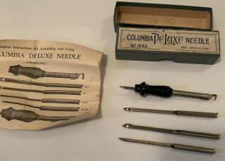 Antique Collectible Columbia Deluxe Needle (rug Hook Tool) No1690 Pat Appl 