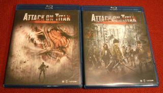 Attack On Titan The Movie Parts 1 & 2 Blu Ray Anime Rare,  See Below
