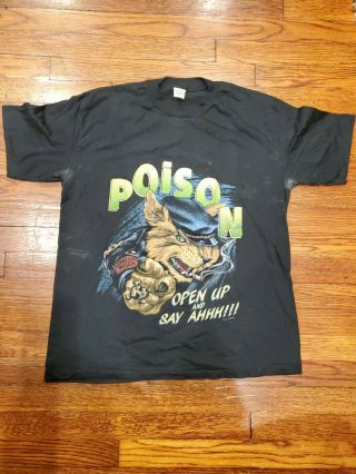 Vintage Poison,  Open Up And Say Ahh Xl Tour Shirt.  Rare 80 
