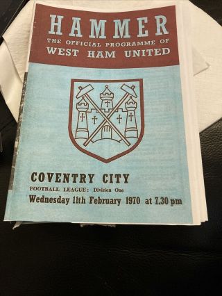 Very Rare West Ham Programme V Coventry 1970 Wrong Date & Only 200 Printed