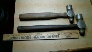 2 Ball Pein Machinist Blacksmith Hammers Antique Vintage Old Tool