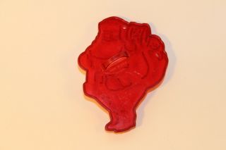 Rare Hrm Vintage Red Plastic Cookie Cutter Santa W Toy Sack Christmas Left Face