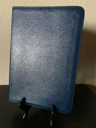 Vtg Rare BLUE The Ryrie Study Bible NAS Cowhide Bonded Leather Moody Press 1978 2