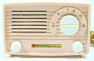 Vintage Tube Radio Monarch Hi Fi Master Rare Mini Pink Duel Vol - On/off