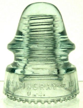 Cd 162 Ice Aqua Hemingray - 19 Antique Glass Telegraph Insulator Signal
