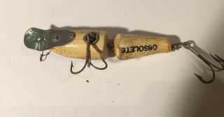 Vintage South Bend Jointed Pike Oreno Marked Obsolete Wood Lure 2