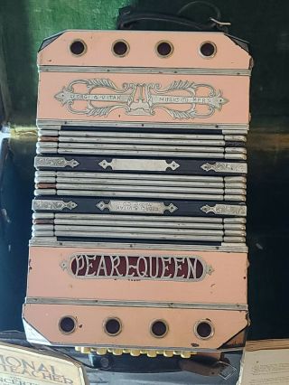 Vintage Georgi & Vitak 38key chemnitzer concertina RARE Pink W/ case 2