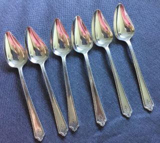 Holmes And Edwards Pageant Inlaid Silverplate 1927 6 Fruit/orange Spoons