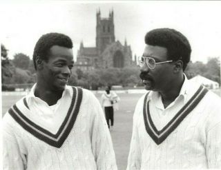 Very Rare Press Picture Clive Lloyd & Winston Davies - Worcester 1983