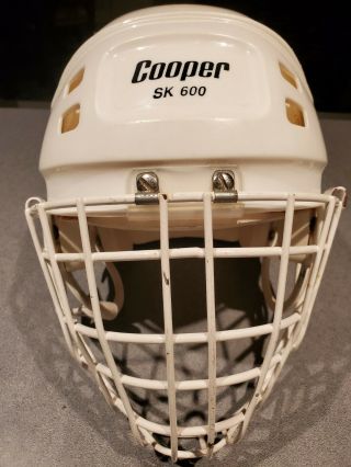Vintage Hockey Helmet White Cooper Sk600 6  3/4 - 7  3/8 Shield Hm50 Rare H129