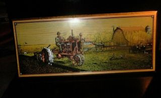 Vintage Harvey Bernard Farm Art Style Wood Silhouette Picture 9x22 " Rare Color