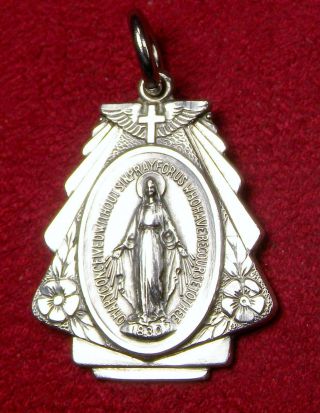 Wwii Chaplins Rare Sterling Army Air Corps Pilot Wings Catholic Miraculous Medal